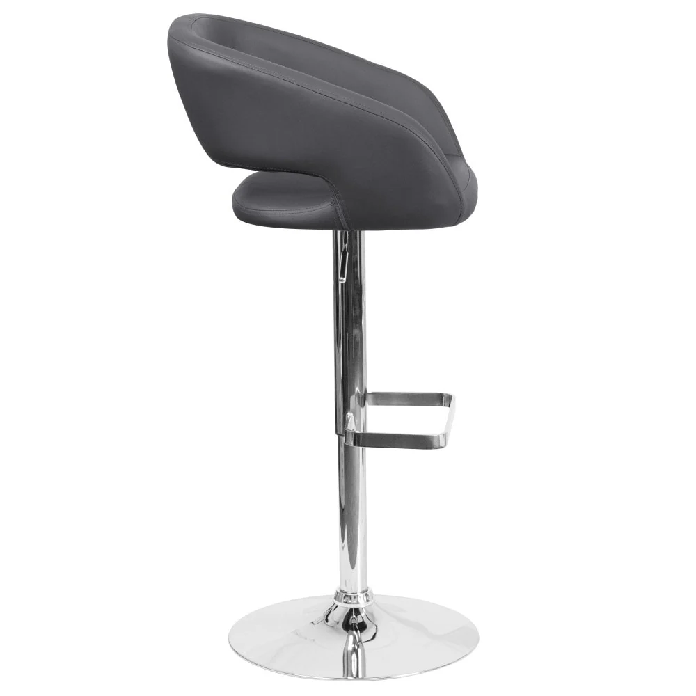 Modern Upholstered Adjustable-Height Barstool with Rounded Back