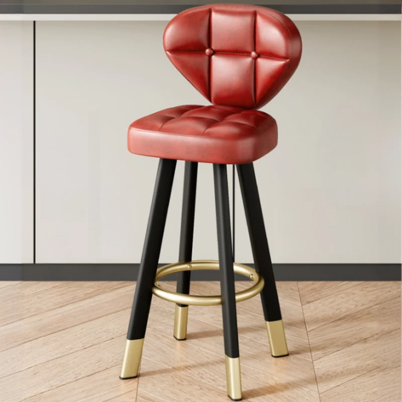 Modern Tufted Counter Height Bar Stools with Metal Footrest