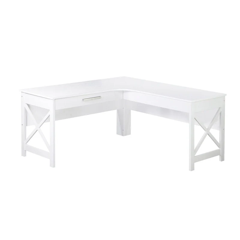 Saint Birch Alaska Modern Farmhouse L-Shaped Desk with Drawer