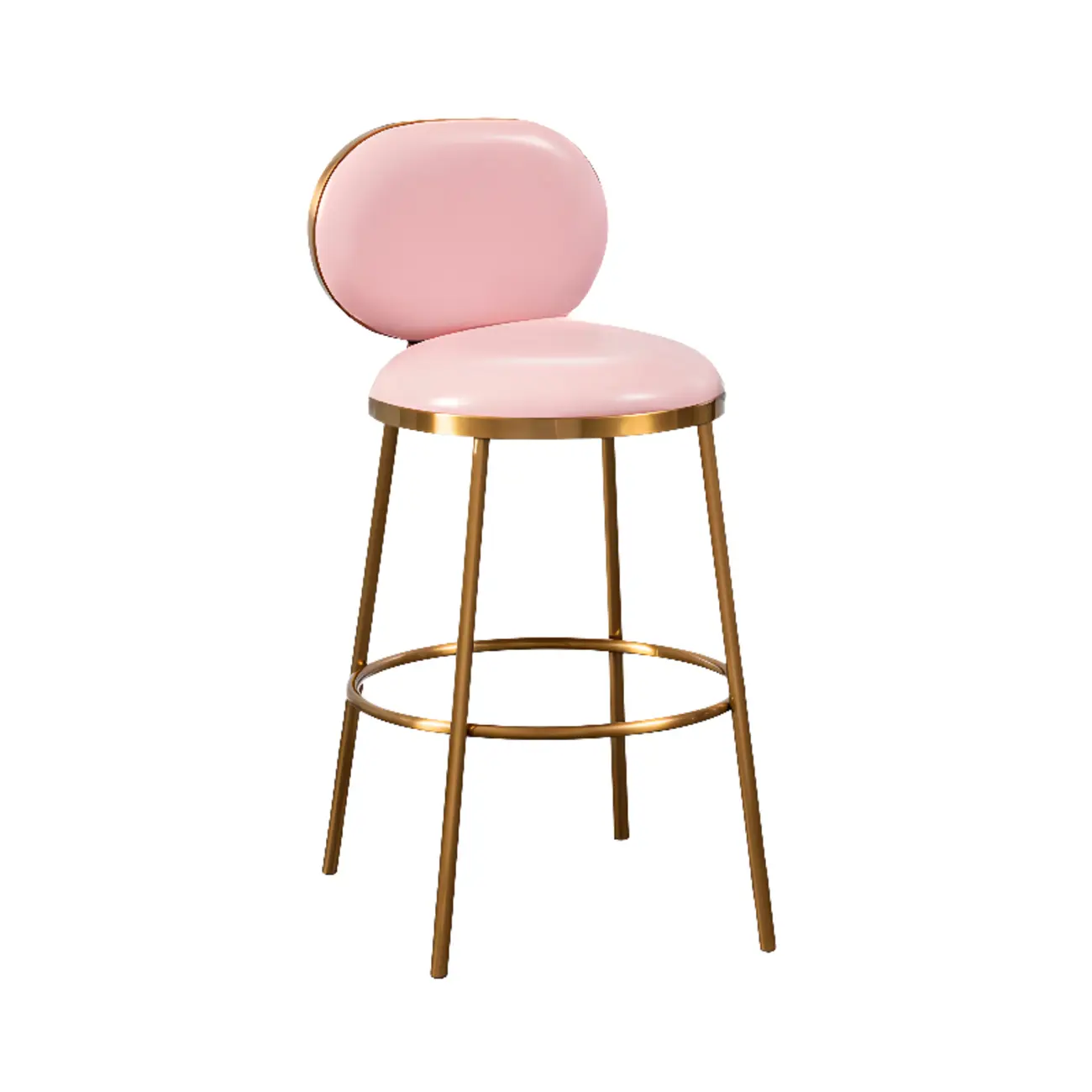 Modern 4-Leg Metal Faux Leather Upholstered Bar Stools
