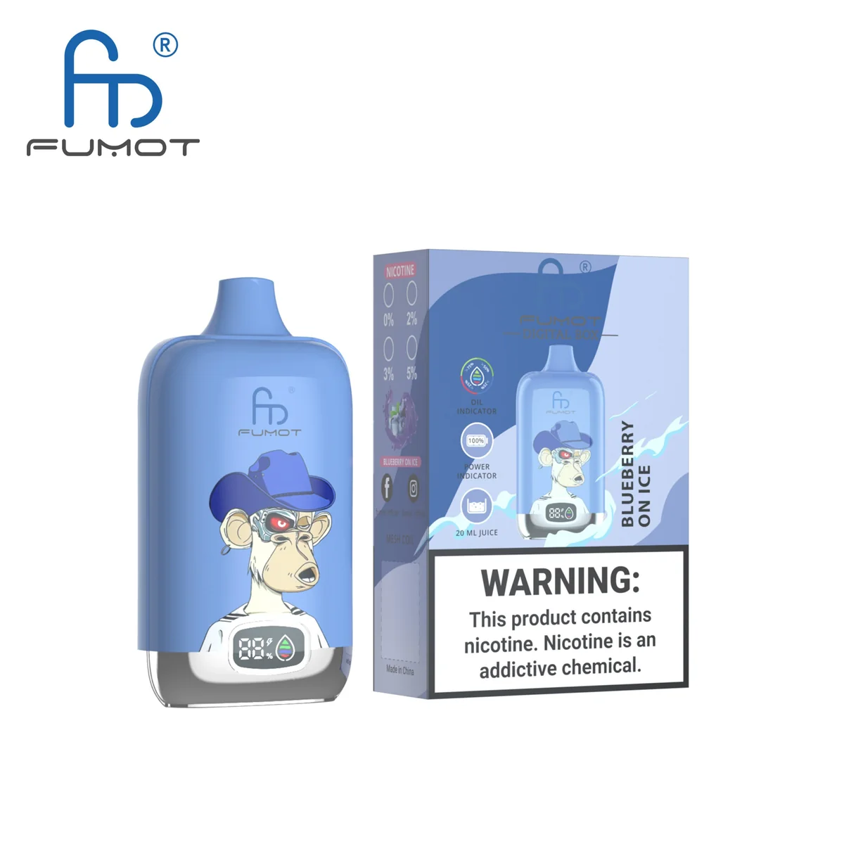 Fumot Digital Box 12000 Blueberry On Ice – Einweg-Vape mit Einzelverpackung