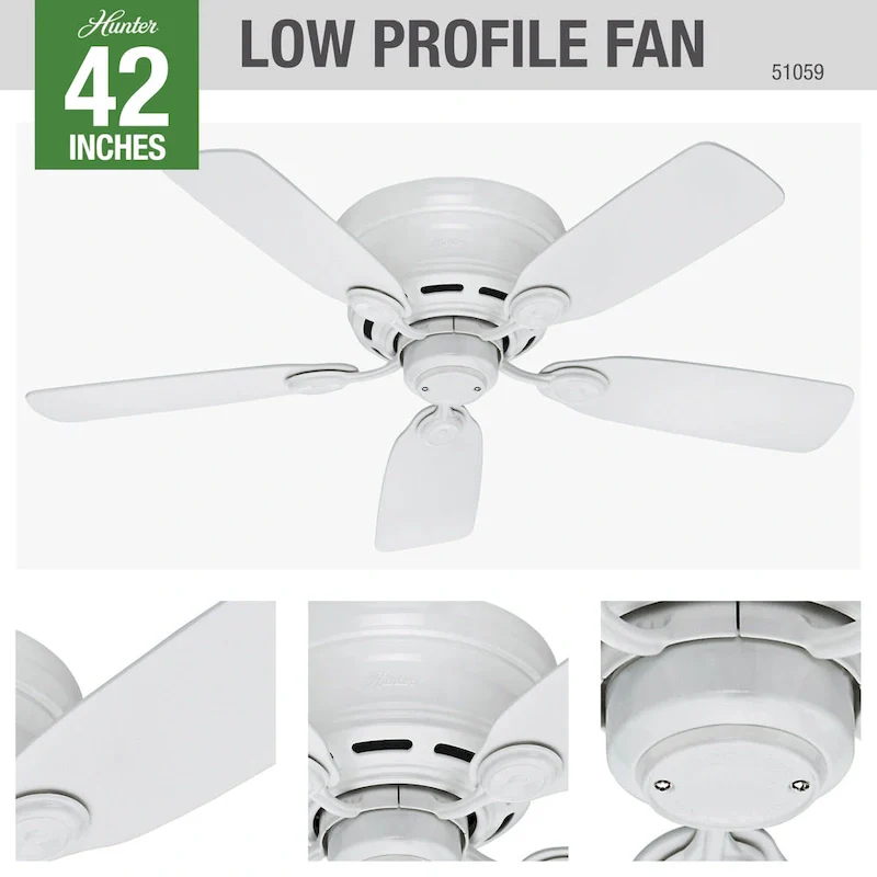 Hunter Low-profile 42-inch White 5-blade Ceiling Fan