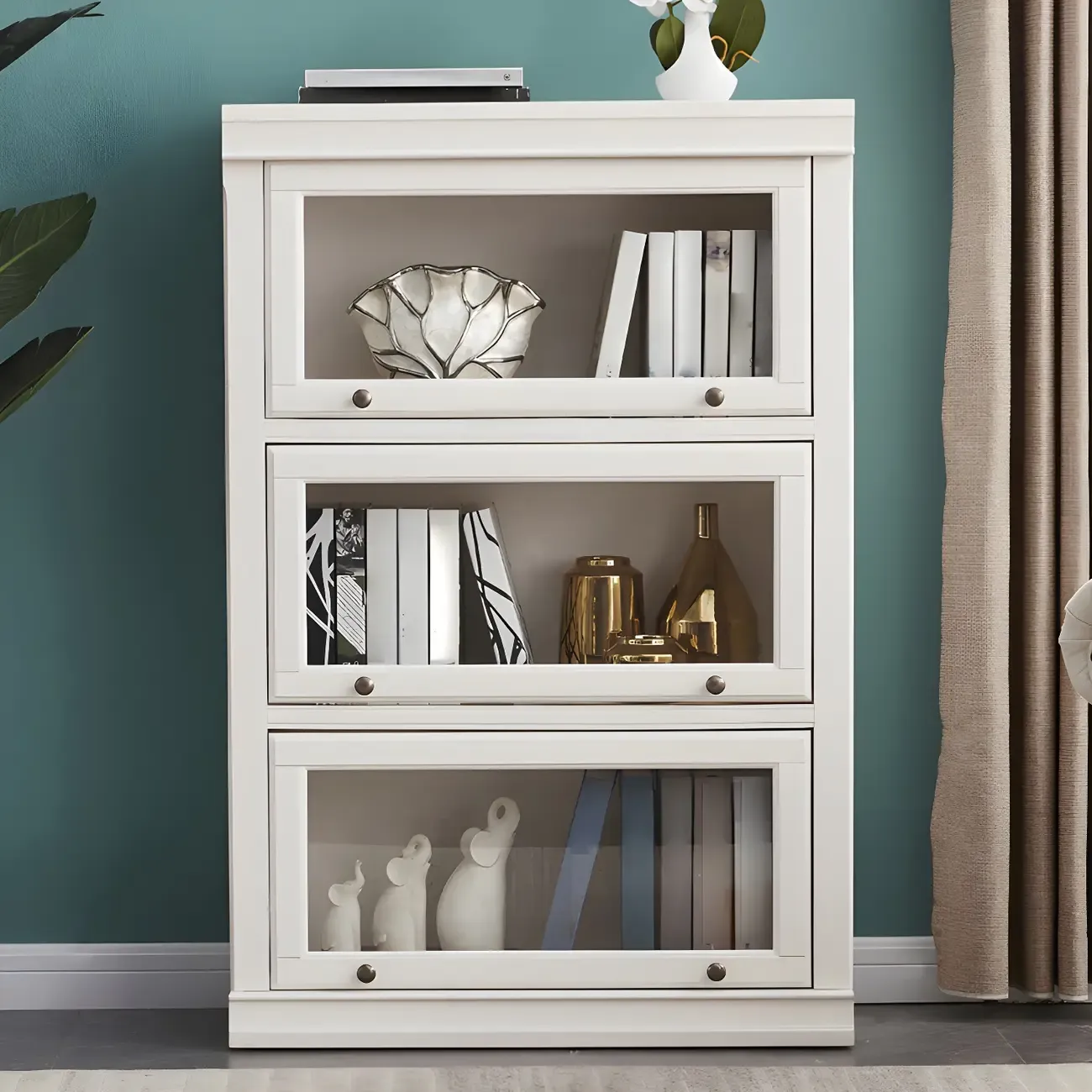 3-Tier Contemporary White Wooden Vertical Bookcase