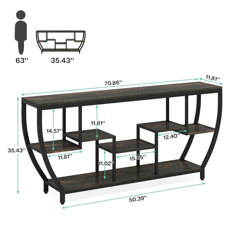 70.9 Inch Extra Long Console Table with Shelves,Sofa Console Table