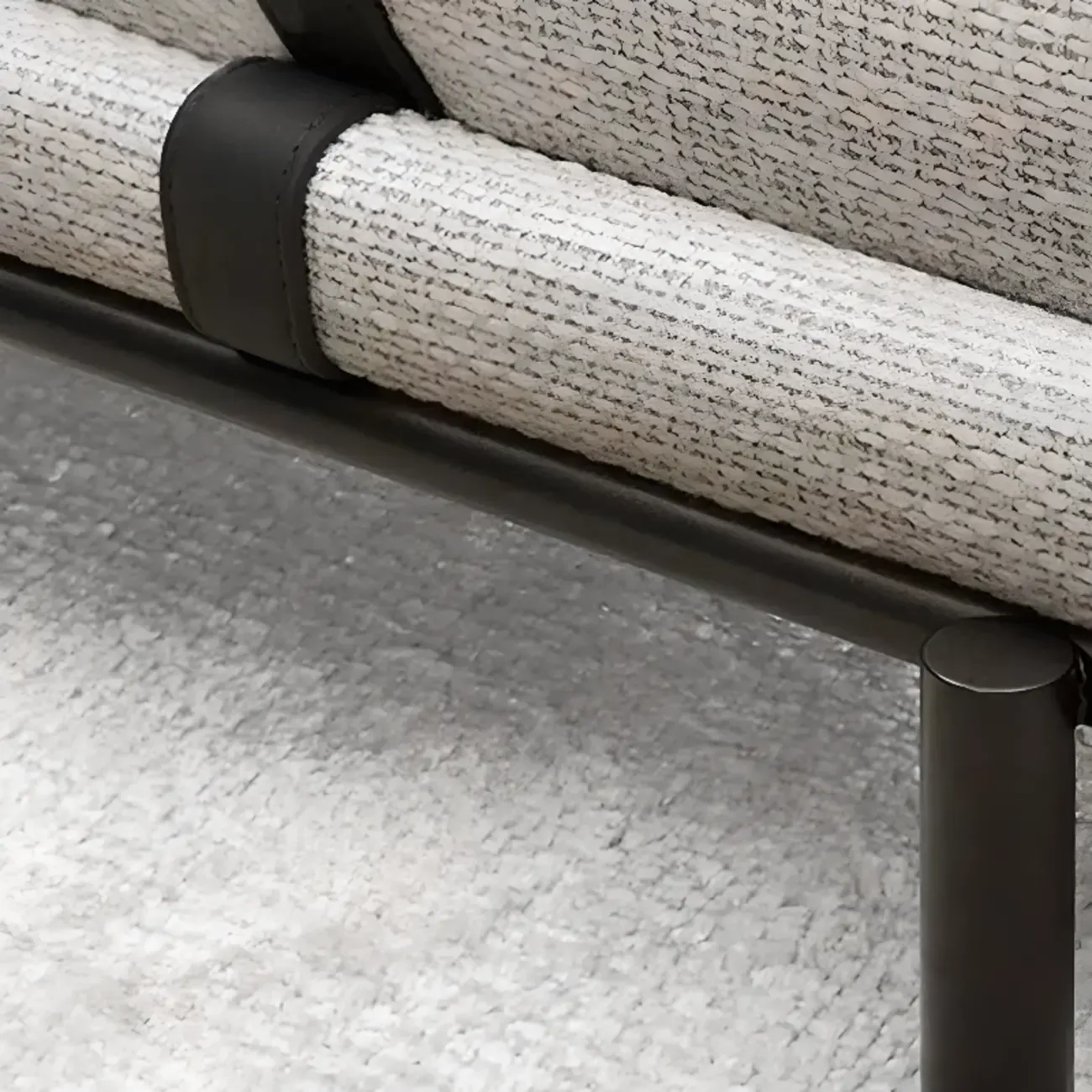 Scandinavian Grey Metal Upholstered Bedroom Bench