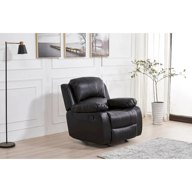 Betsy Furniture Bonded Leather Manual Rclining Single Seat Recliner Glider Chair 8018