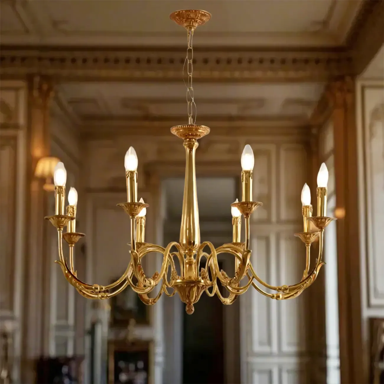 Vintage Brass Candelabra Chandelier for Living Room