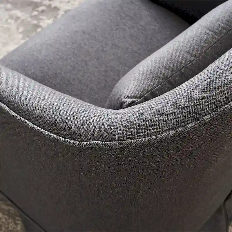 Swivel Barrel Chair with Ottoman and Black Metal Base