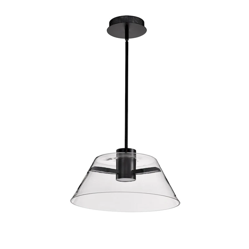 Edmond 17 Inch LED Pendant Matte Black with Clear Glass - Matte Black