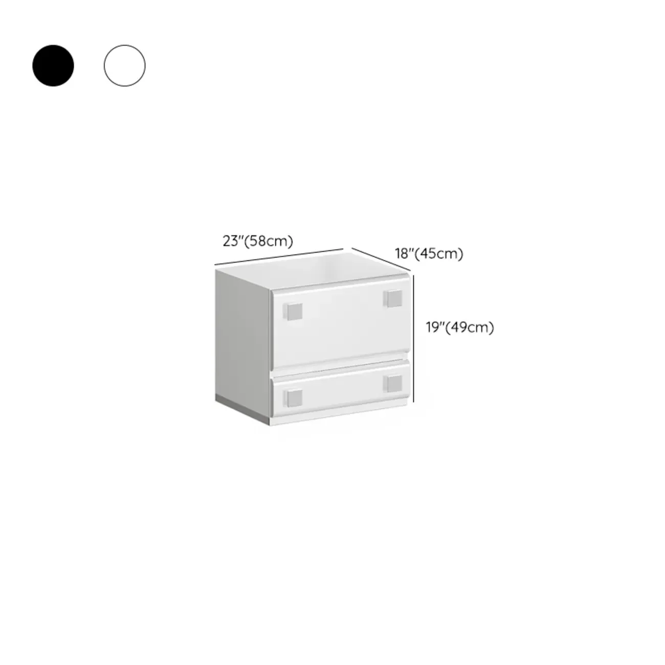 Modern Glossy Wood Metal 2-Drawer Nightstand