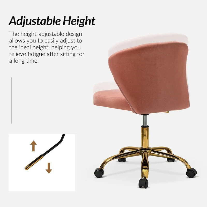 Ilia Modern Velvet Wingback 360 degree Ergonomic Office Task Chair with Channel Tufted Back by HULALA HOME