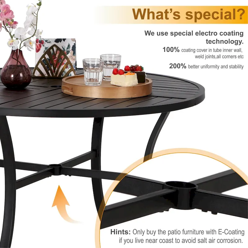 MAISON ARTS 5/6-Piece Patio E-Coating & Stackable Dining Set