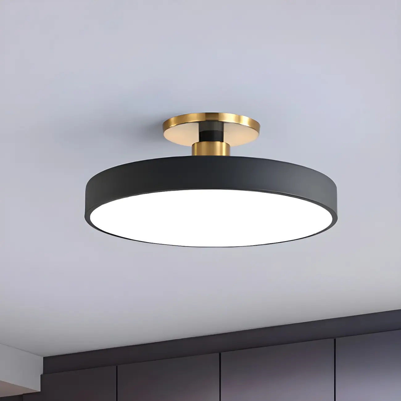 Blue Round LED Semi Flush Mount Ceiling Light