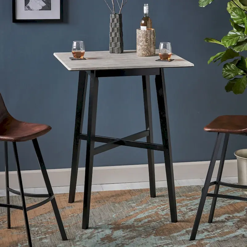 Modern Bar Height 42 Dining Table, Rubberwood Legs and Laminate Table Top