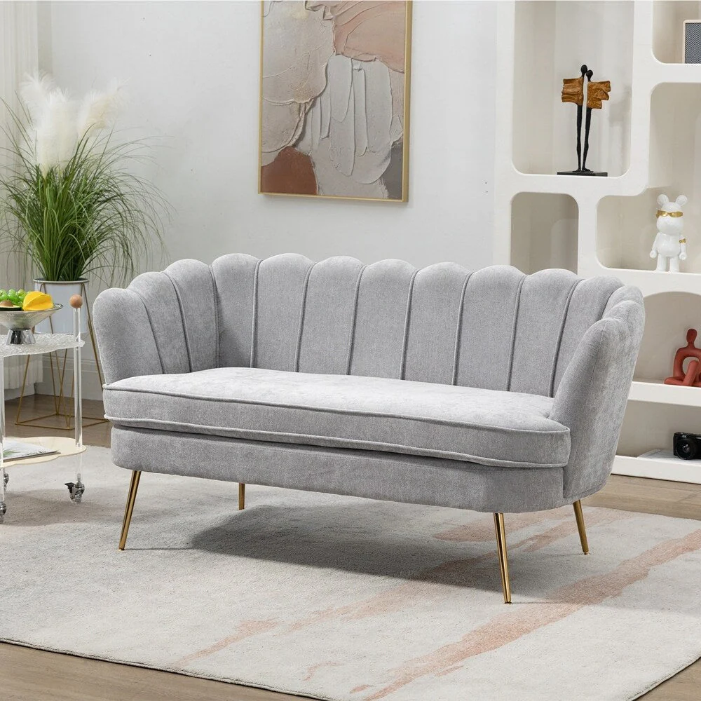 Small Mini Room Couch Two-Seater Sofa with Gold Metal Leg - 2 Seat