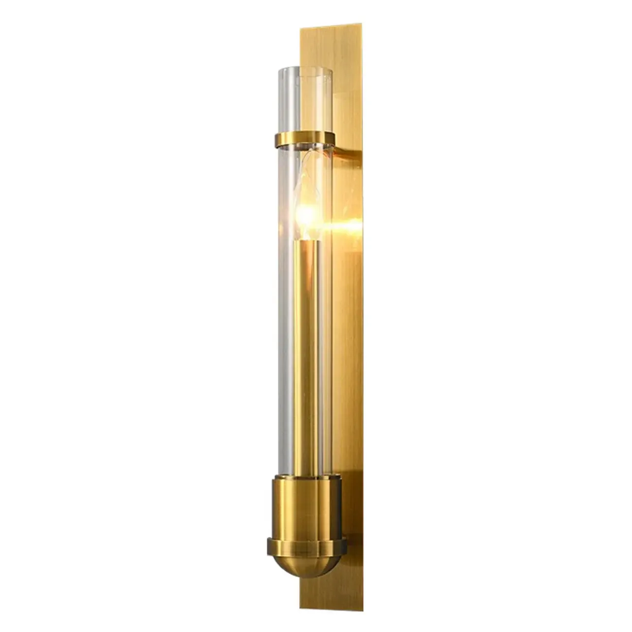 Medium Cylinder Glass Gold LED Wall Sconce Light Fixture