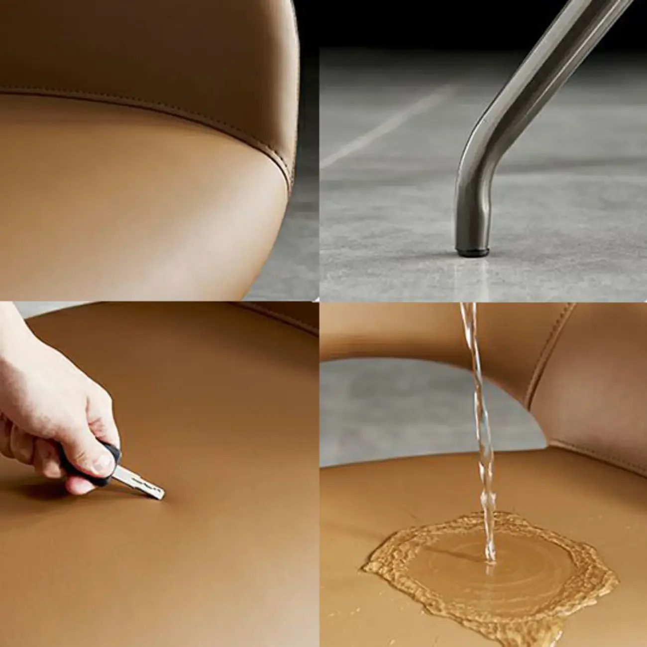 Grey Faux Leather Swivel Arm Dining Chair