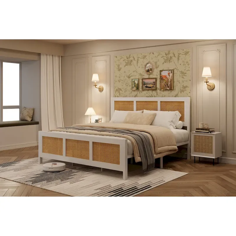 Rattan Bed Frame with Headboard