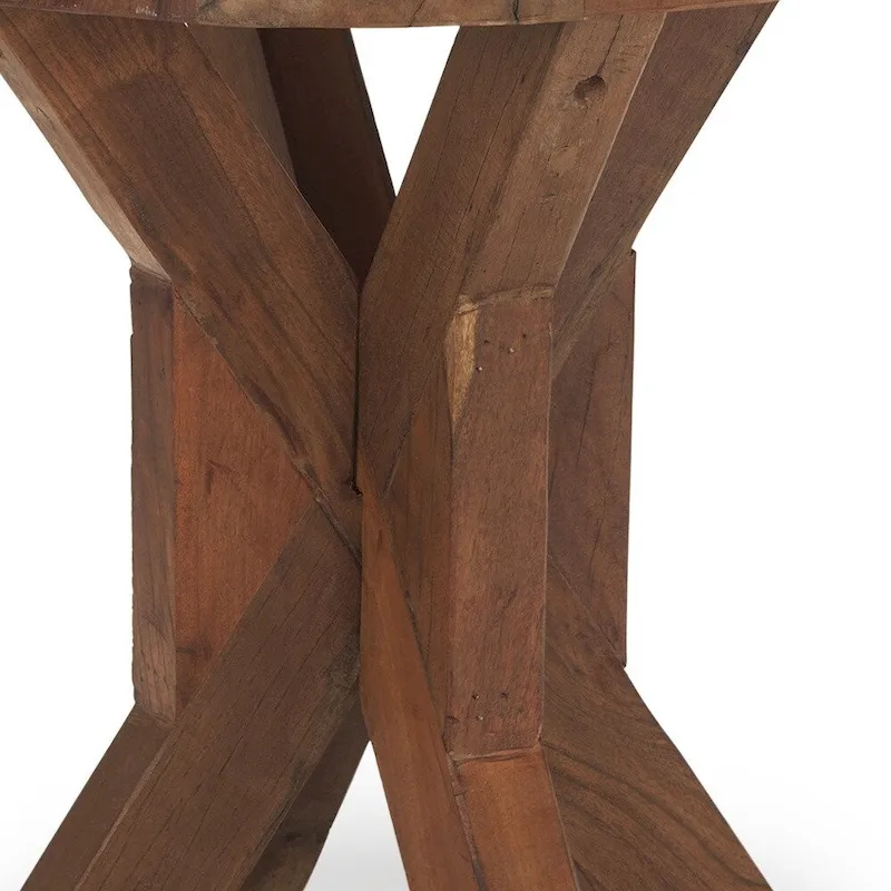 HomeRoots 26 Brown Distressed Reclaimed Wood End Table - 25.75' X '26' X '25.75