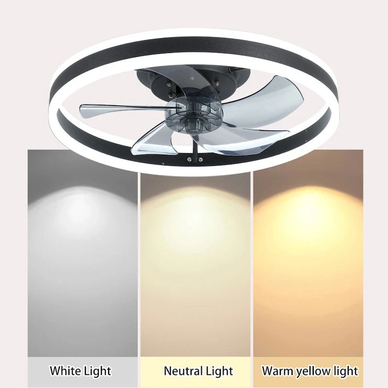 21.7in Iron Round Ceiling Fan with Lights Dimmable LED