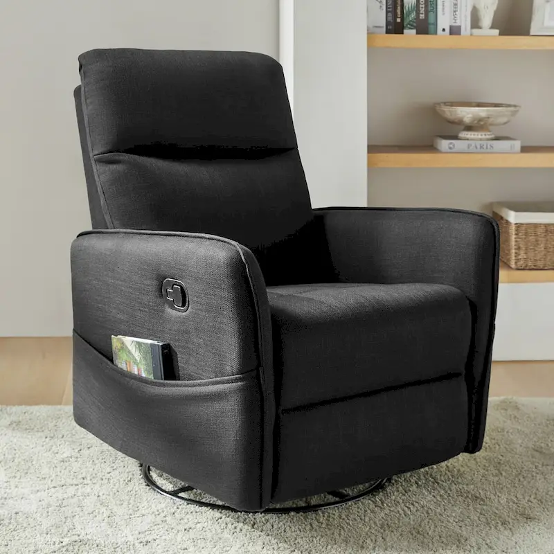 Curtis Rocker Swivel Recliner with Two Side Pockets by HULALA HOME