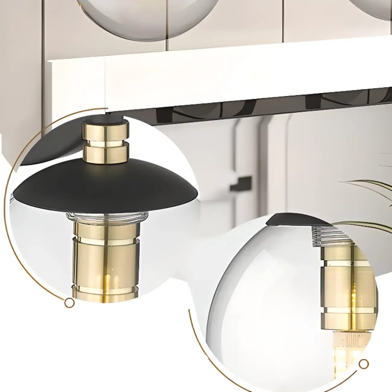 Wall-Mounted Spherical Black Glass Vanity Light