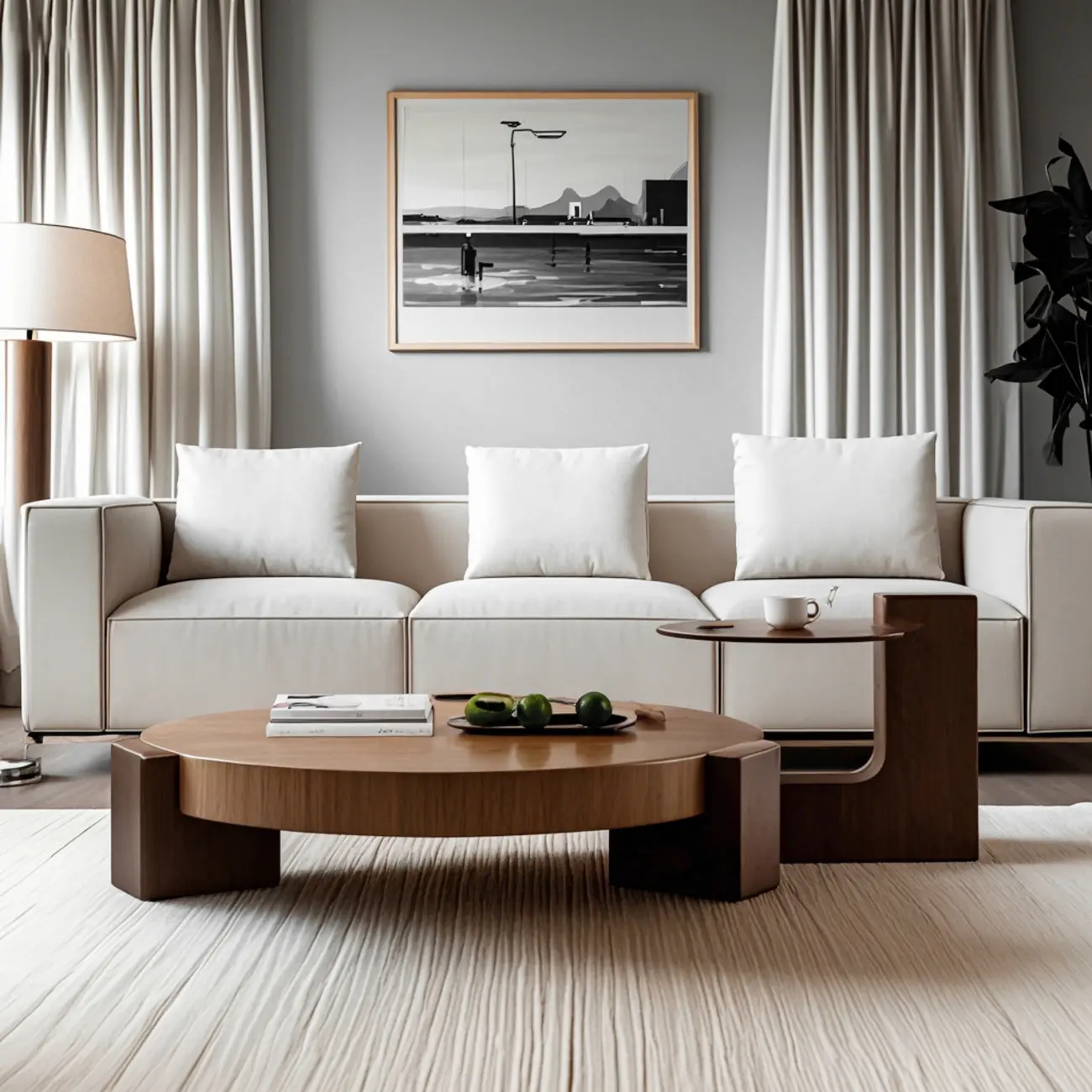 Funky Black Brown Wood Round Tripod Coffee Table