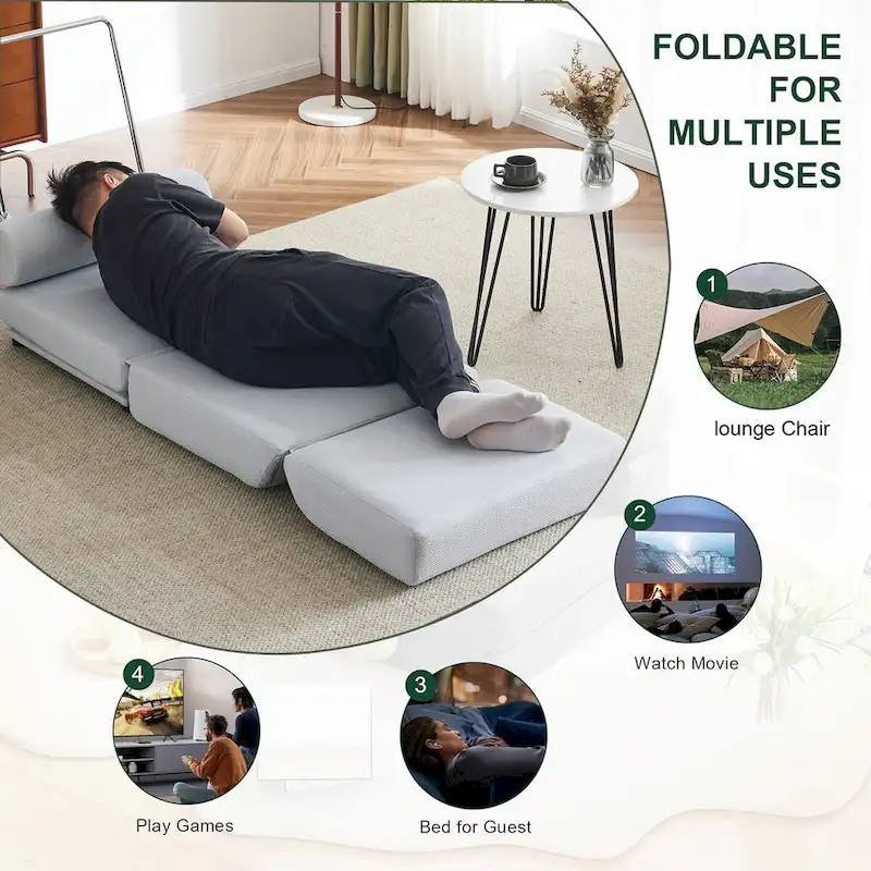 Single Sofa Chair Foldable Single Sofa Bed with Pillow