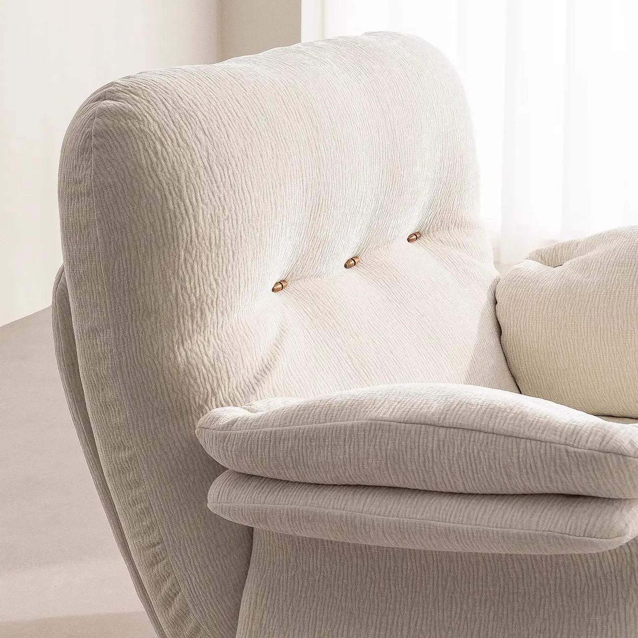 Elegant White Snowflake Velvet Upholstered Arm Accent Chair