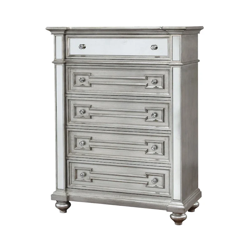 Eaen Glam Champagne Solid Wood 5-Drawer Chest by Furniture of America