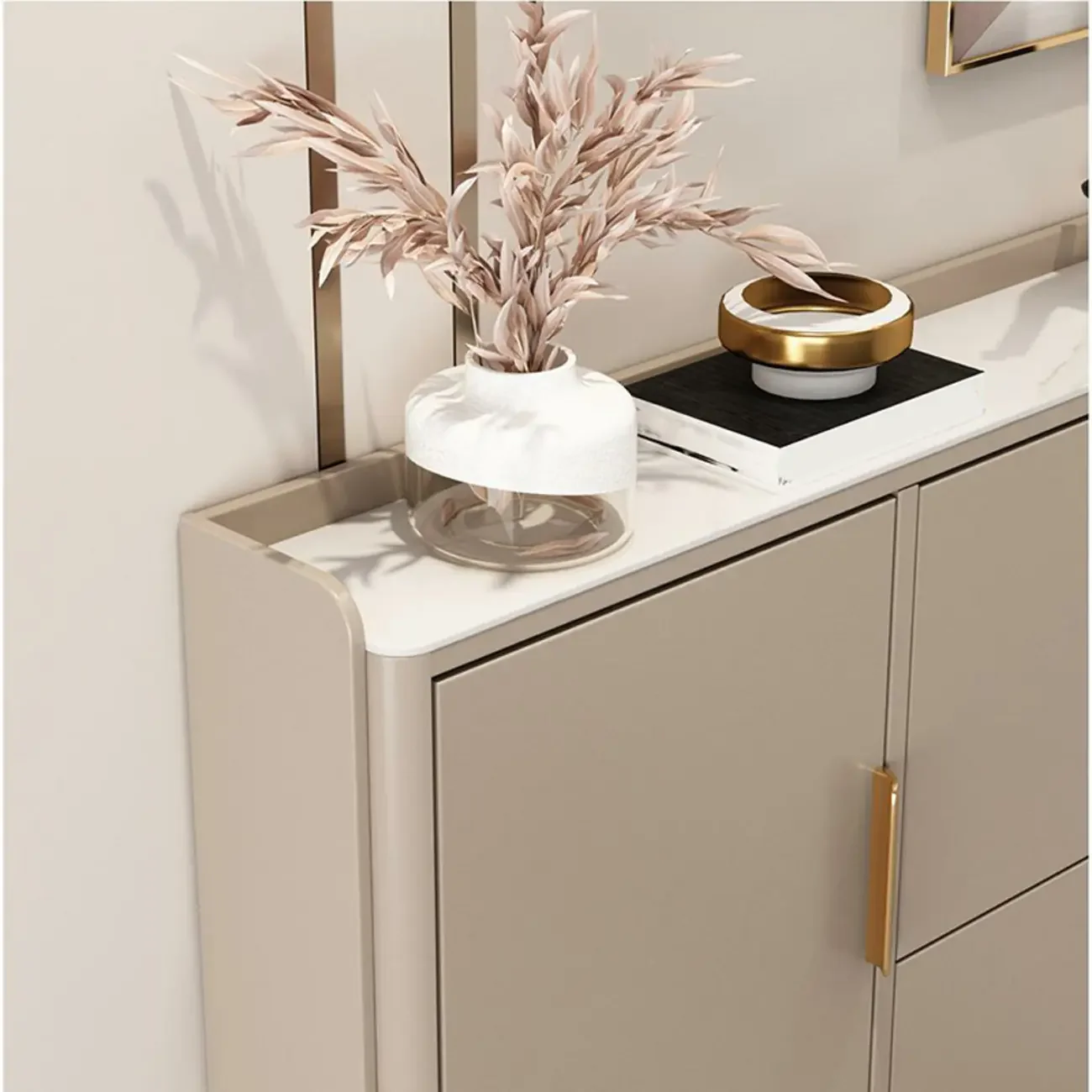 Wooden Drop Front Shoe Cabinet with Metal Legs