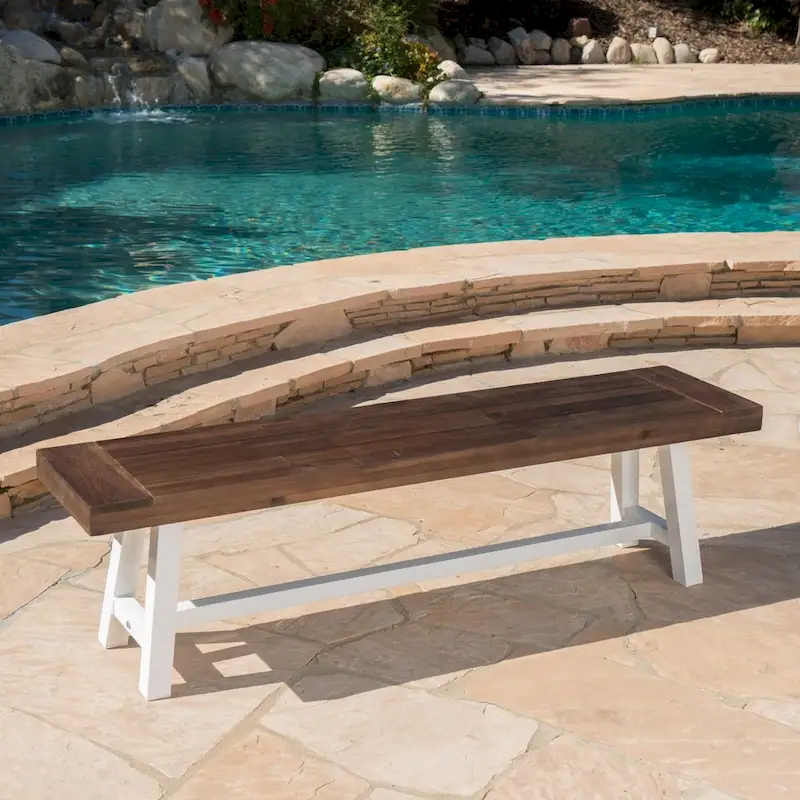 Jubilee Farmhouse Rectangle Acacia Wood Picnic Dining Bench by Christopher Knight Home