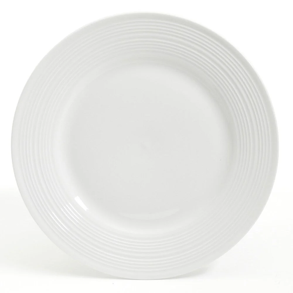 Gibson Home Embossed Buffet 16 Piece Ceramic Dinnerware Set in White