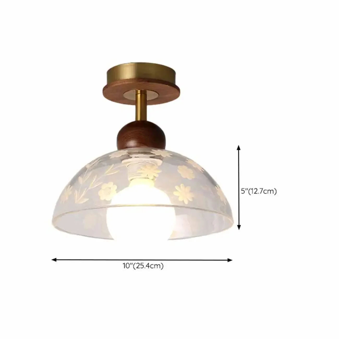 Caramel Gradient Glass Dome Semi Flush Ceiling Light