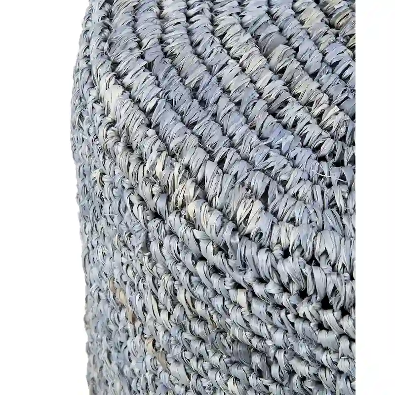 Handwoven Natural Raffia Ottoman Accent Table by East at Main