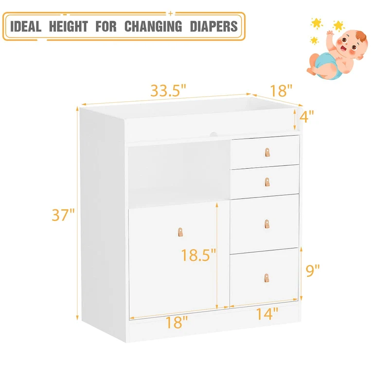 Modern Wooden Changing Dresser - Durable Construction, Baby Dresser