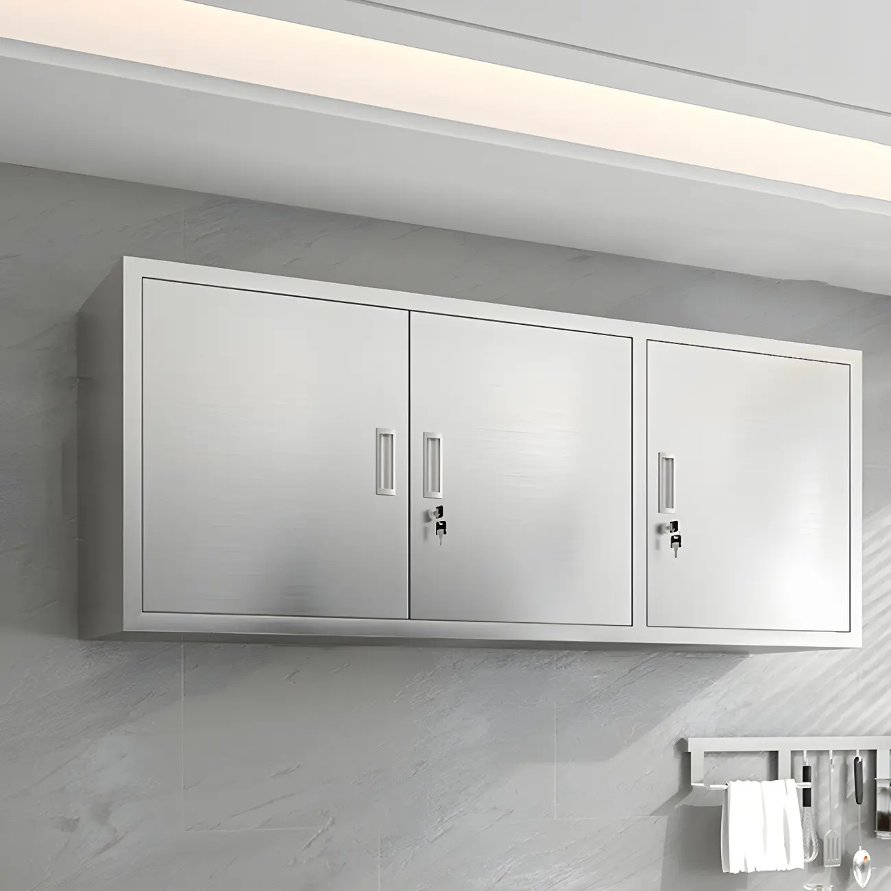 Adjustable Stainless Steel Wall-Mounted China Cabinet