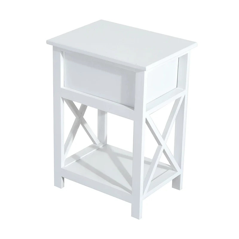 HomCom Wood X-side End Table - 15.5L X 12W X 22H