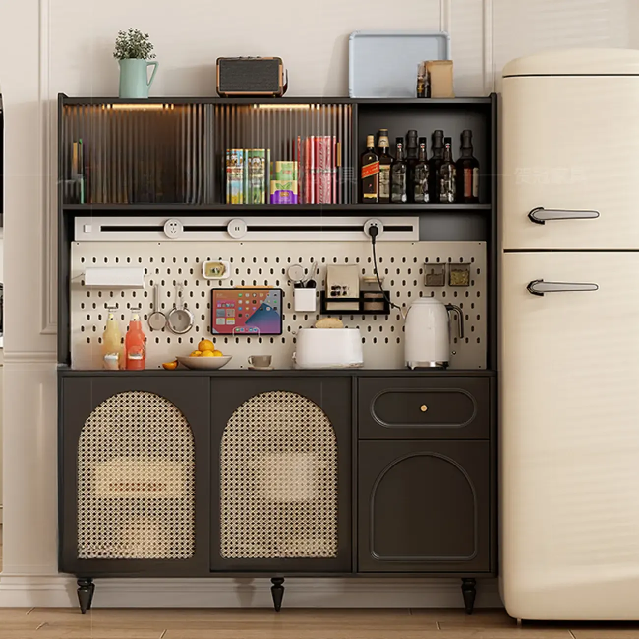 Modern Slab Wood Countertop Kitchen Sideboard