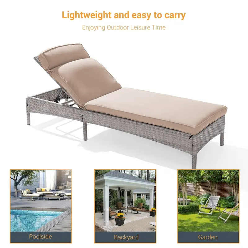 LIVOOSUN Patio Chair Rattan Single Lounge Water-Repellent Cushion