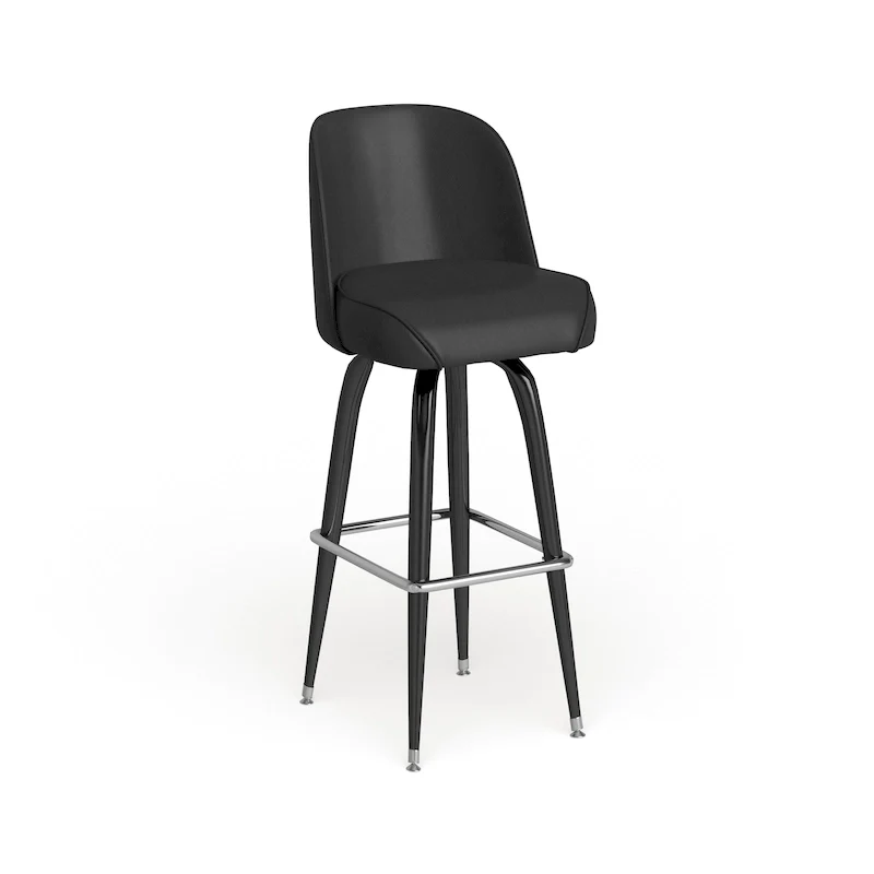 2 Pack Metal Barstool with Swivel Vinyl Upholstered Bucket Seat and Footrest - 18.5D x 18.5W x 42.5H