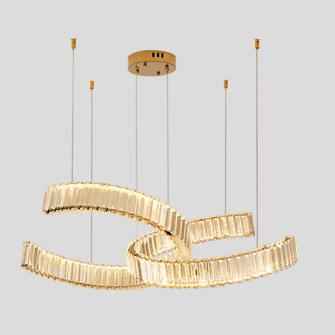 Stylish Gold LED Intercross Ring Crystal Chandelier