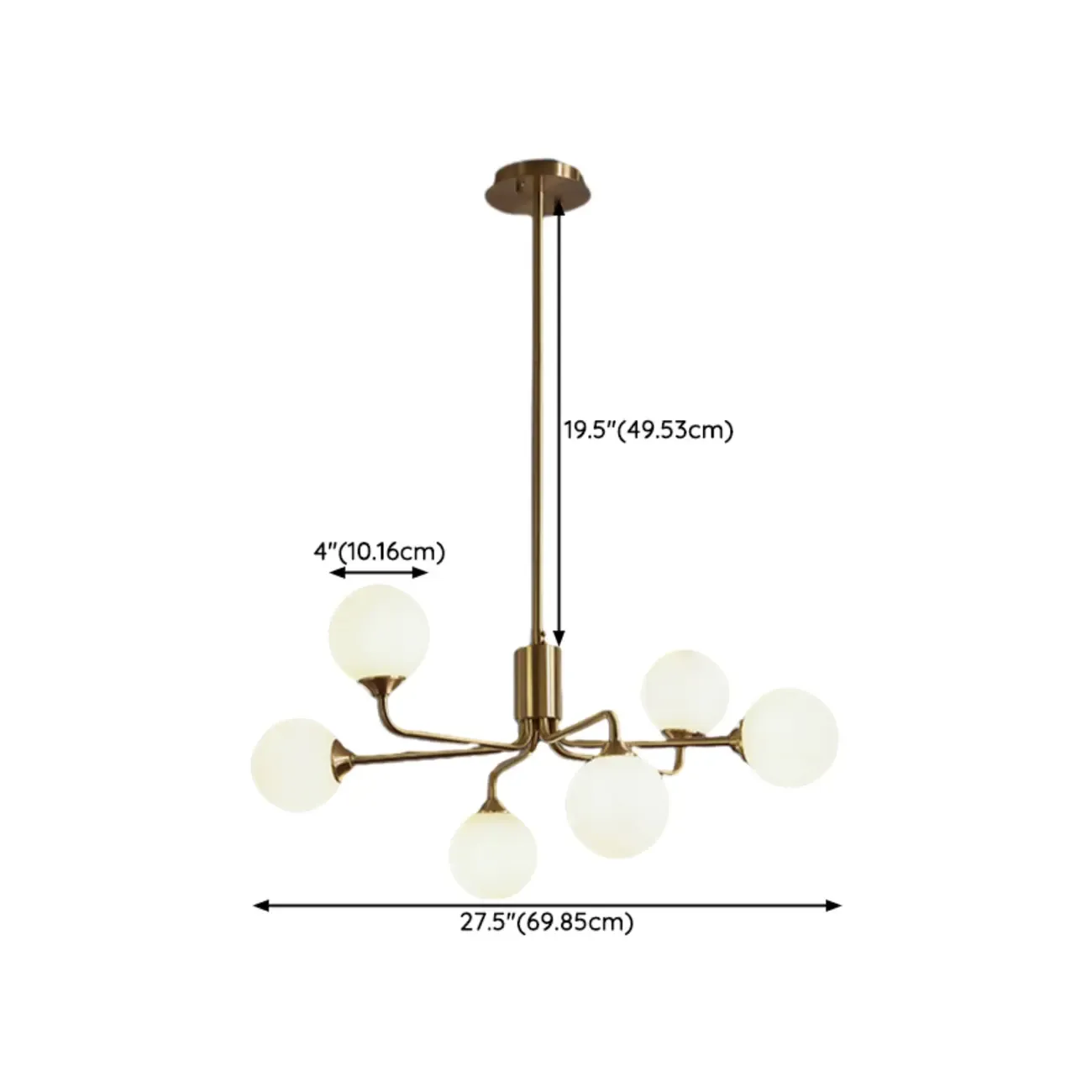 Adjustable Brass Modern Globe Glass Sputnik Chandelier