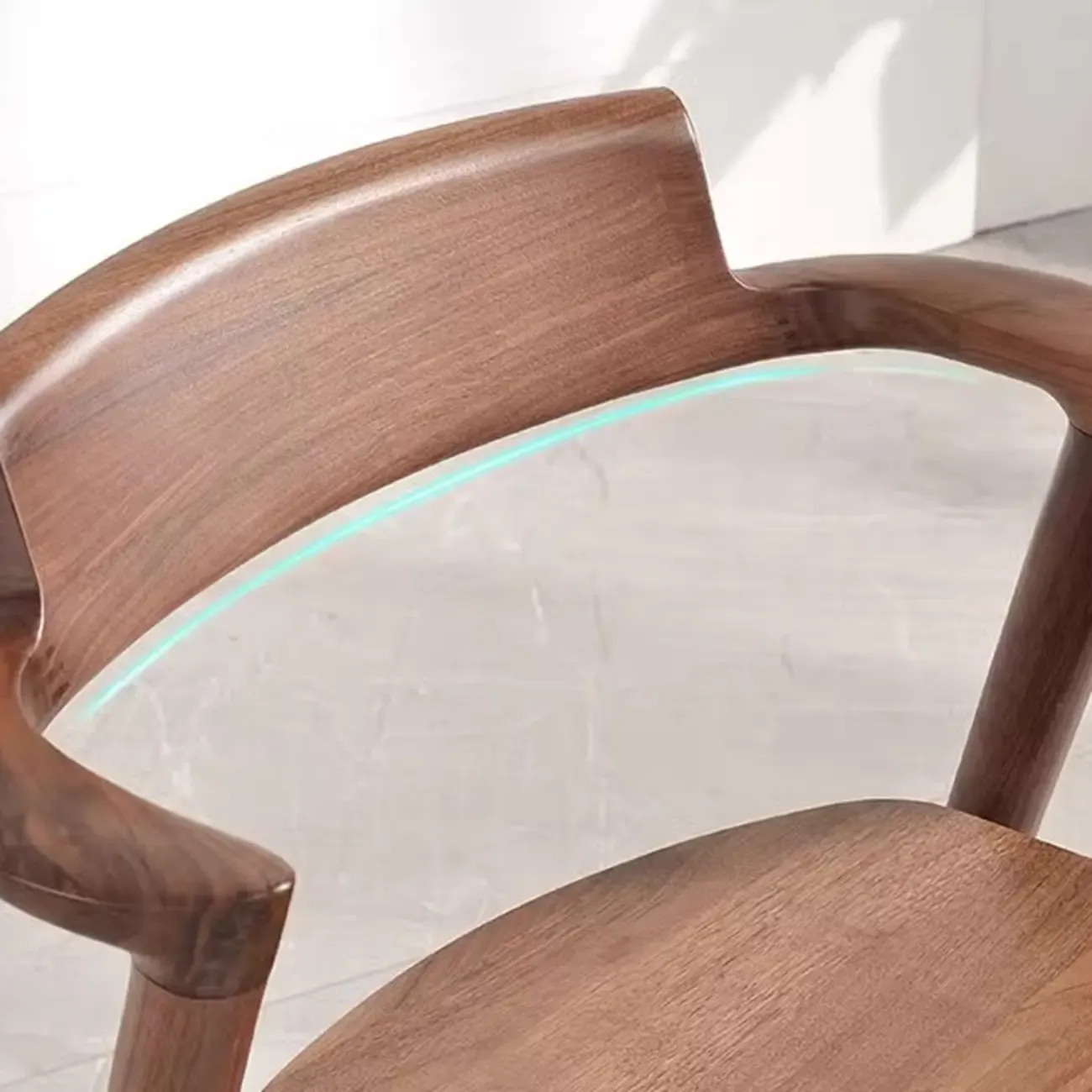 Scandinavian Open Back Armless Walnut Wood Dining Chairs