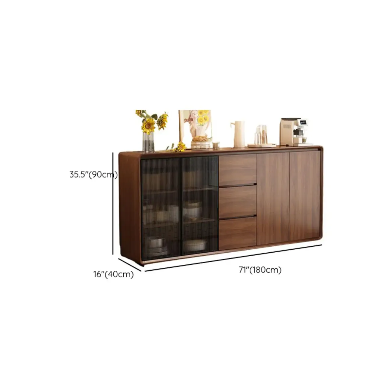 Casual Espresso Wood Sideboard with Drawers