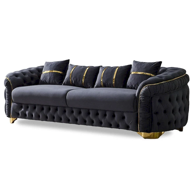 Aryanna 3-Pieces One Sofa Two Chair Living Room Set, Tufted Back