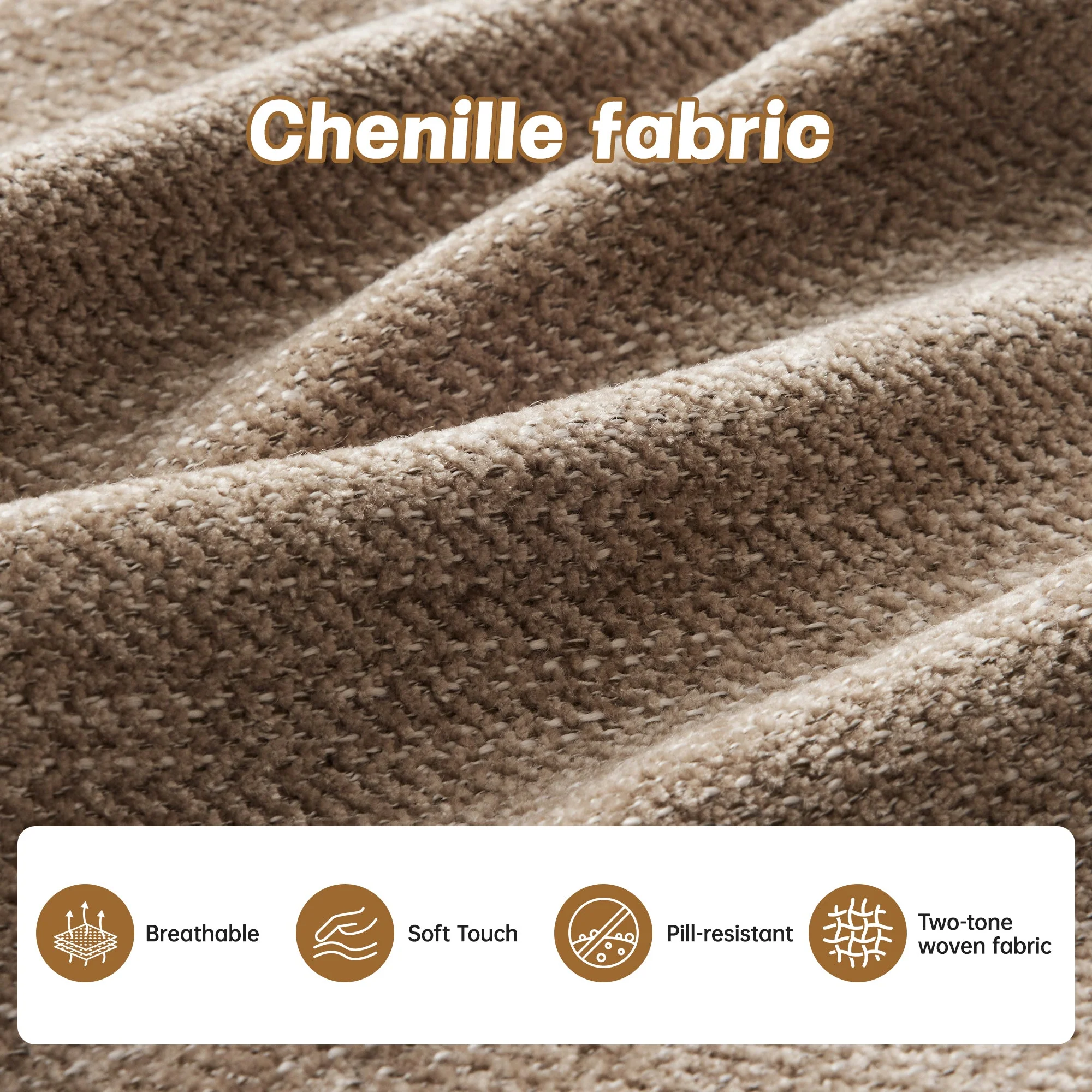 Tufted Chenille Cloud Loveseat Sectional Sofa Couch with Ottoman