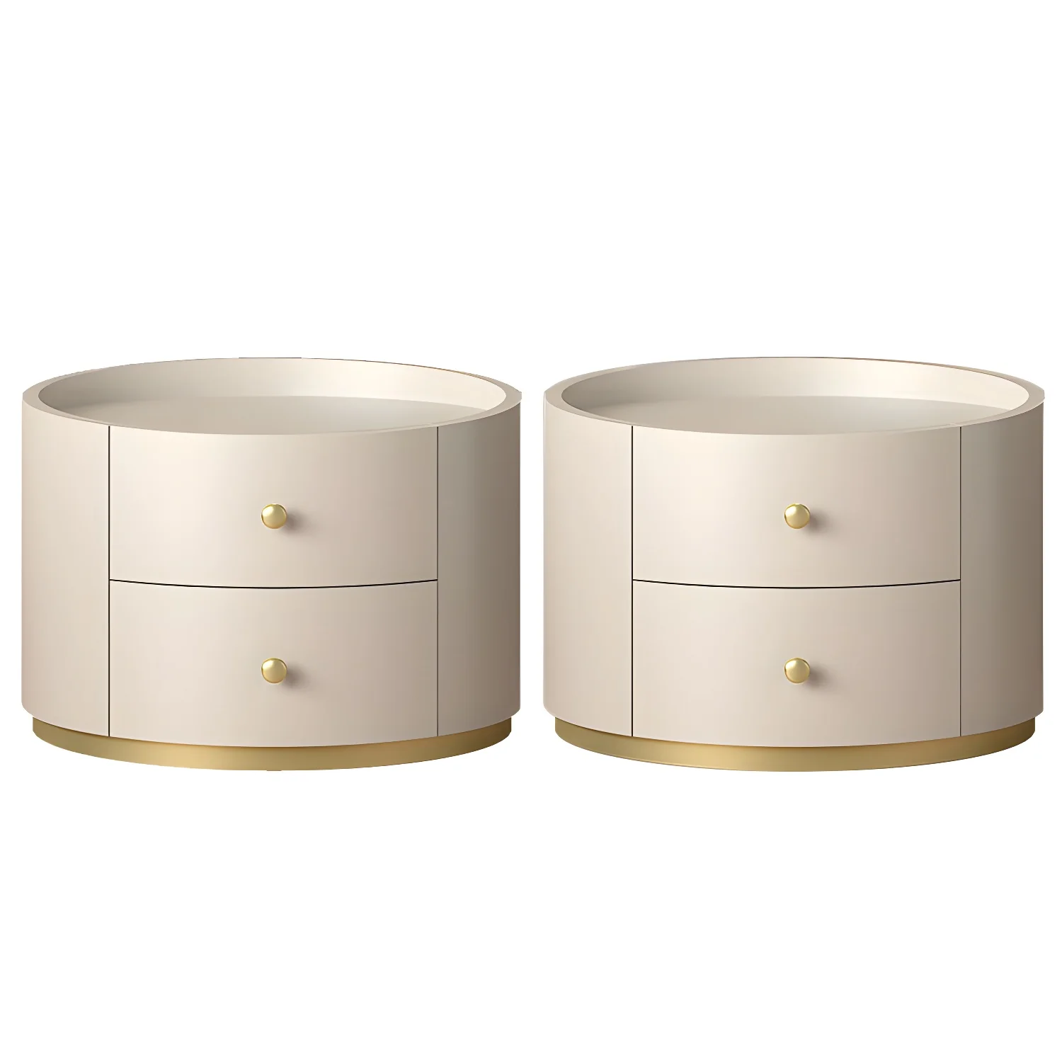 Glam Manufactured Wood Round 2-Drawer Nightstand