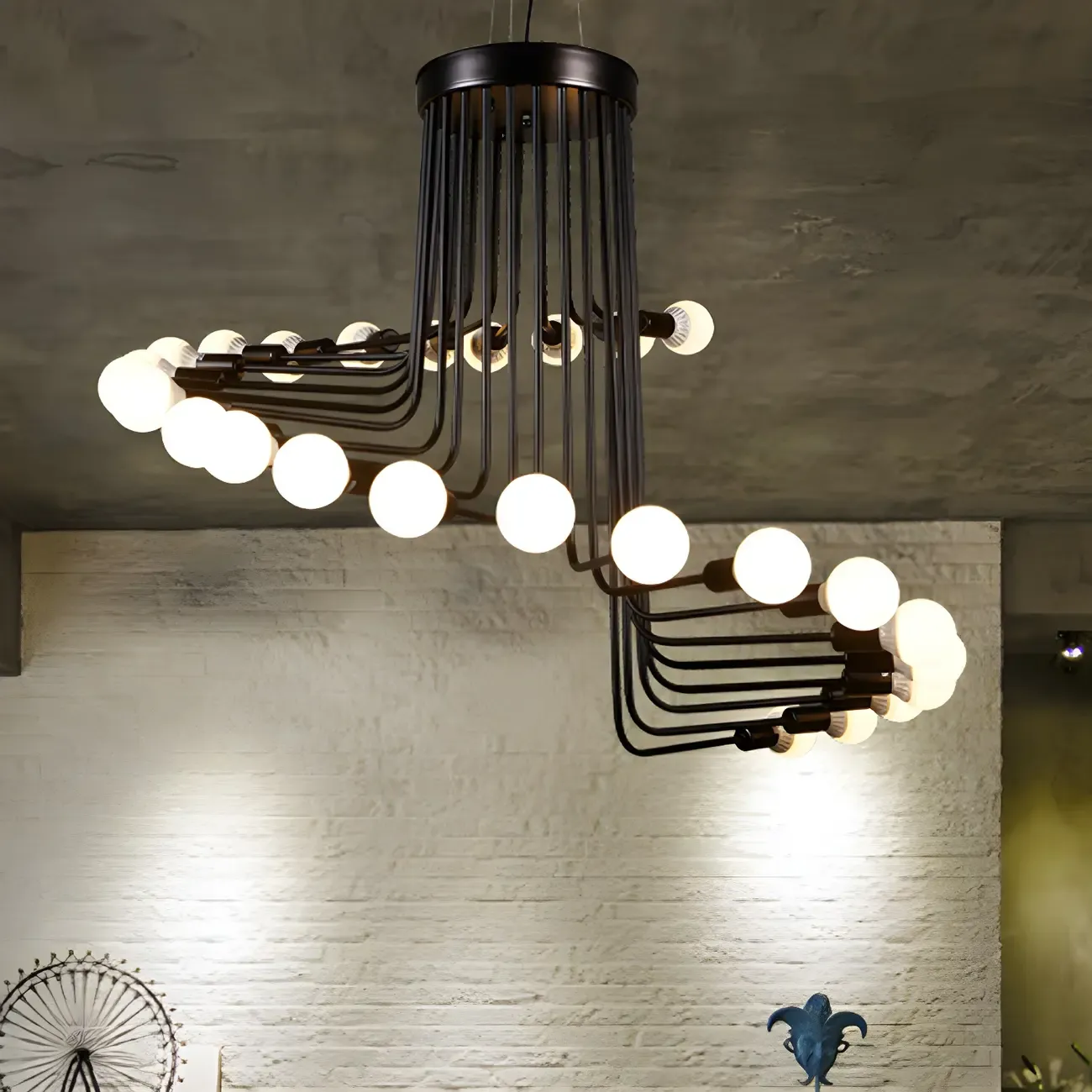 Black Modern Glass Linear Chandelier Light