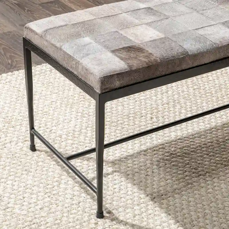 Classic Home Achen Leather Hide Ottoman Bench